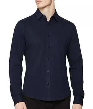 REISS Gosforth Slim Fit Shirt Size XL NEW Navy Blue Casual Button Down $180